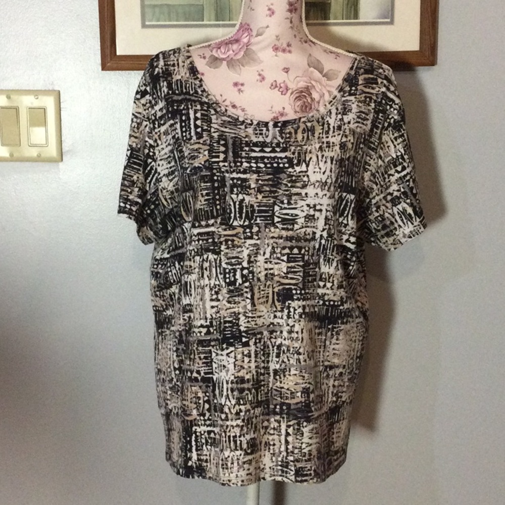Gloria Vanderbilt Brown & Tan Top